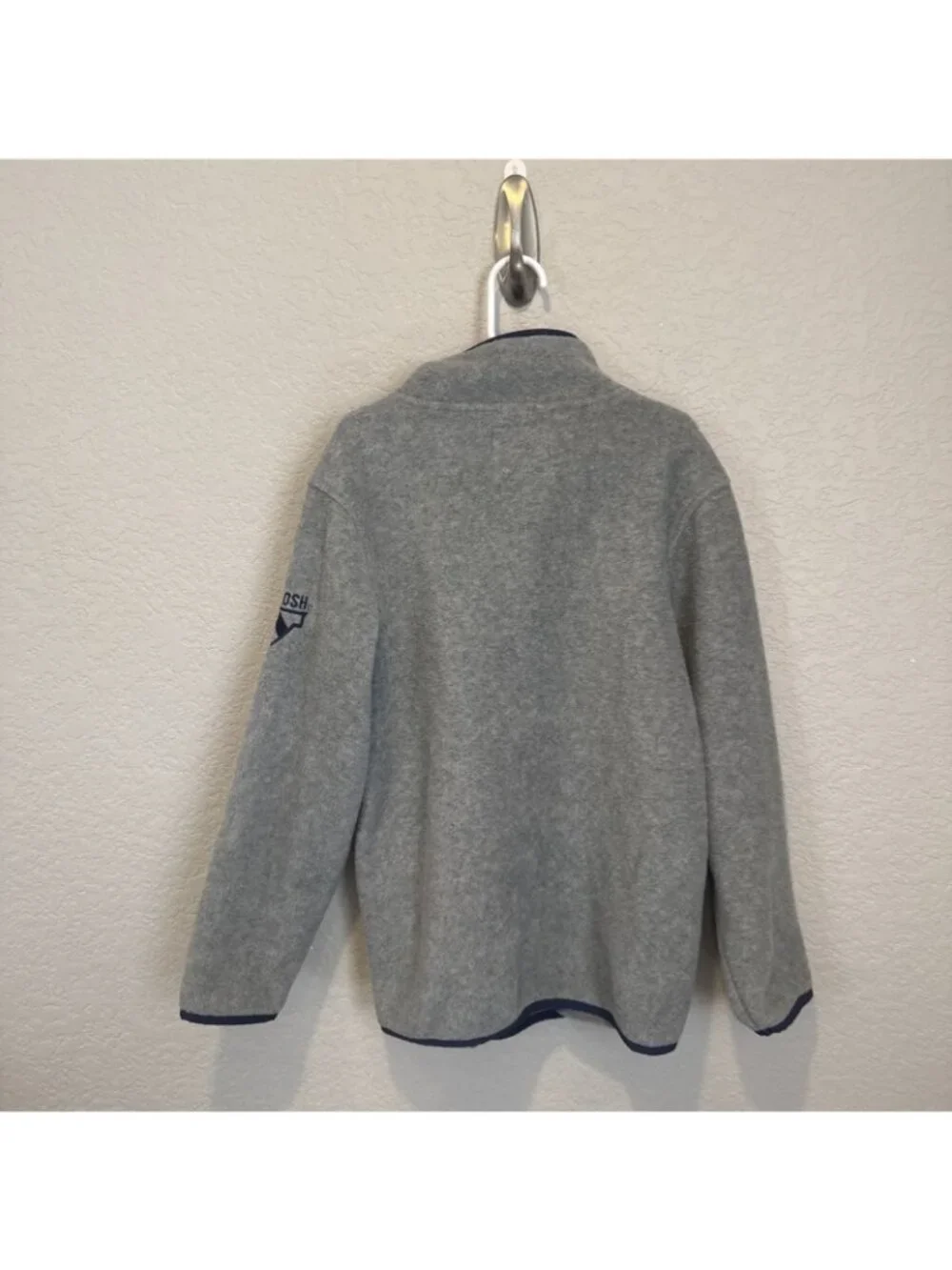 OshKosh B'gosh Boys Soft Cozy Fleece 1/4 Zip Pullover, Grey & Blue, Size 8